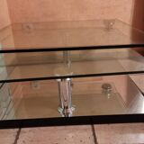 Table basse en verre et chrome