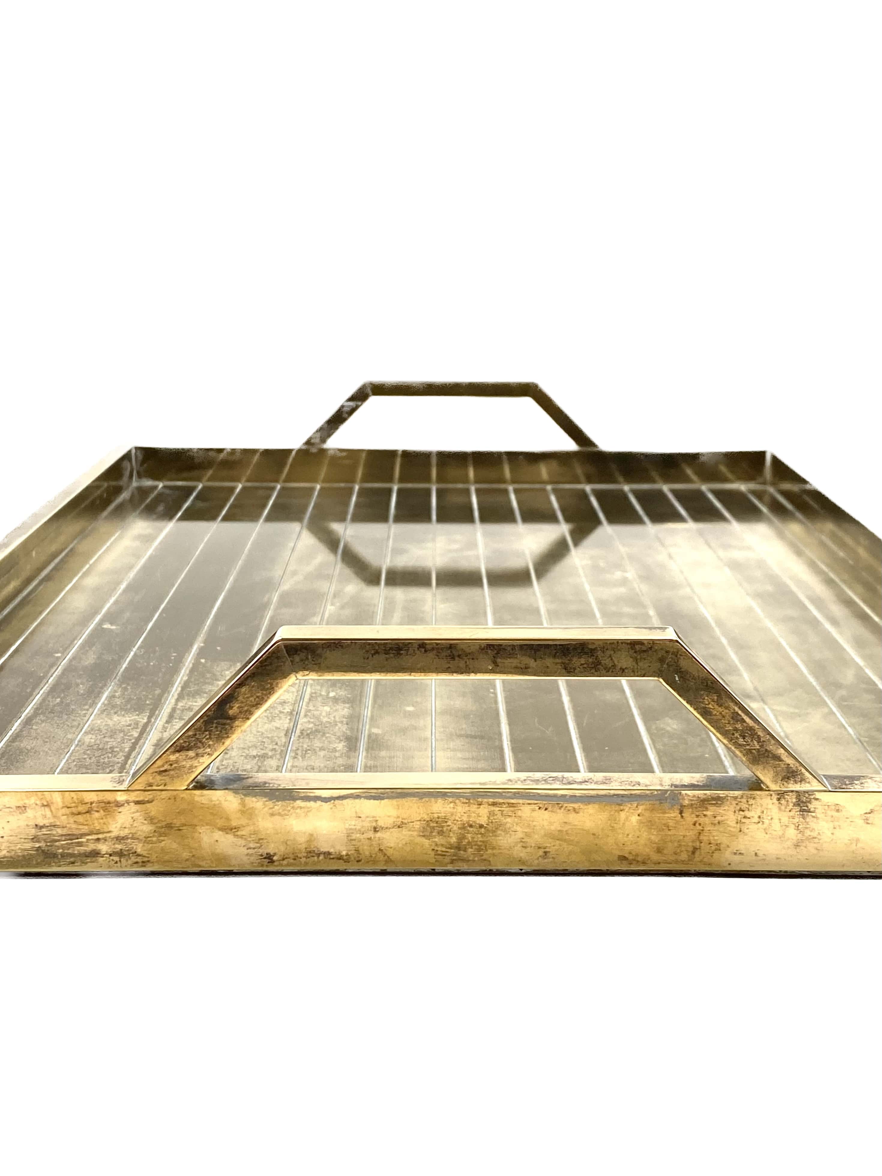 Hollywood regency brass tray, Italy 1970s