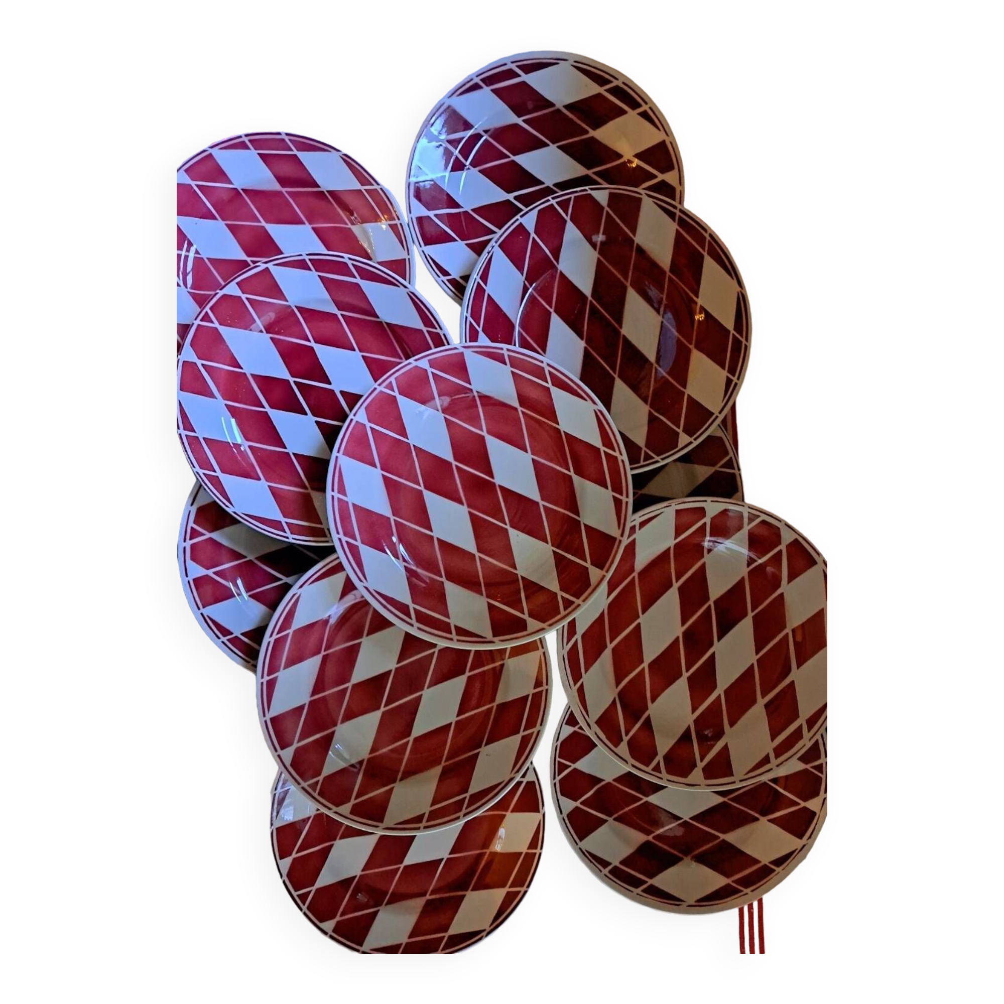 Suite of 11 plates and tureen Digoin Saarguemines