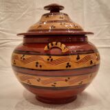 Old glazed terracotta lid jar, 25cm diameter, TBE