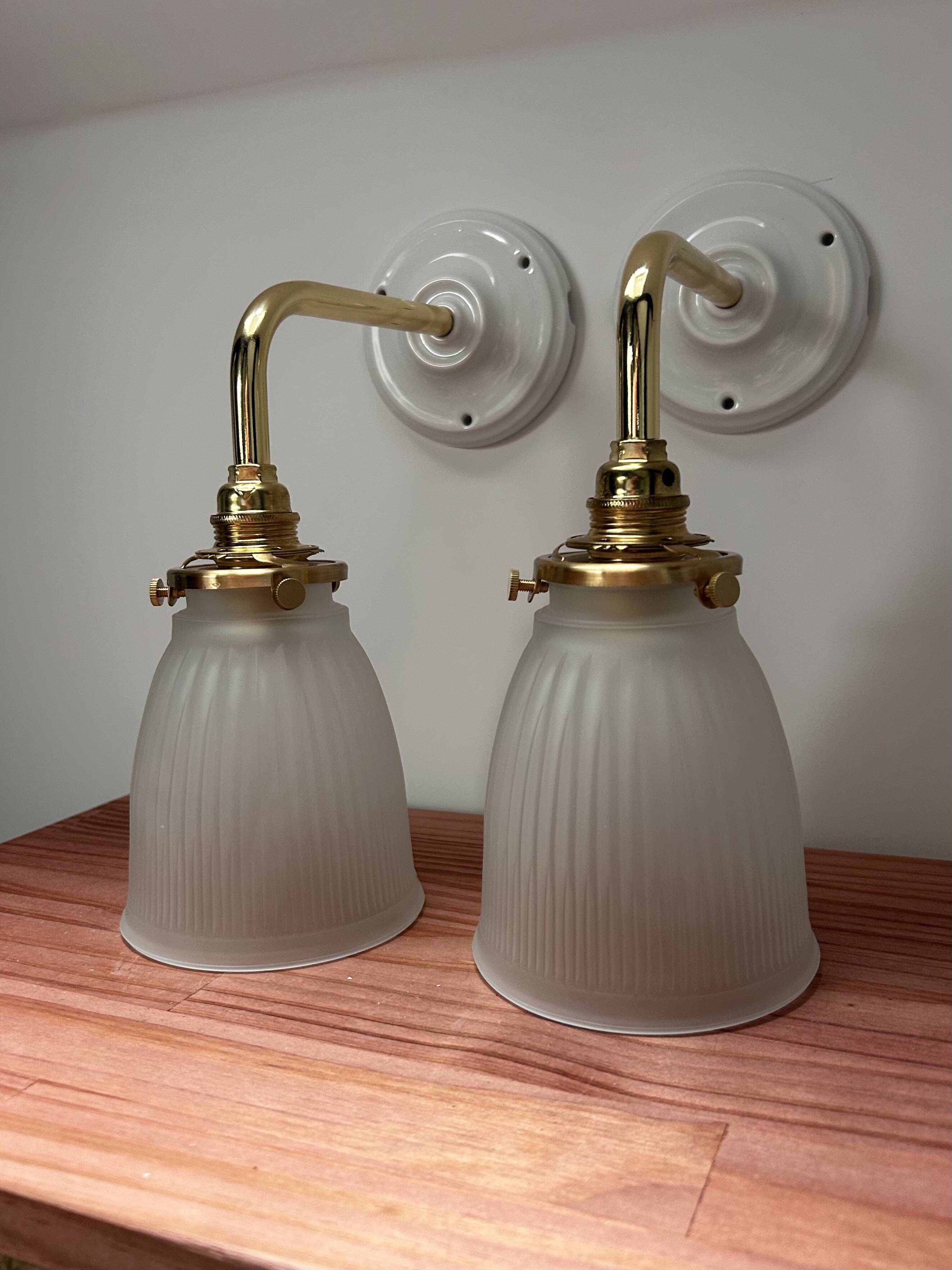 Pair of glass tulip wall sconces