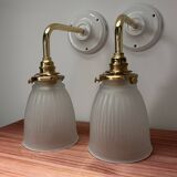 Pair of glass tulip wall sconces