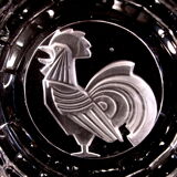 Cendrier coq art déco en verre 1930