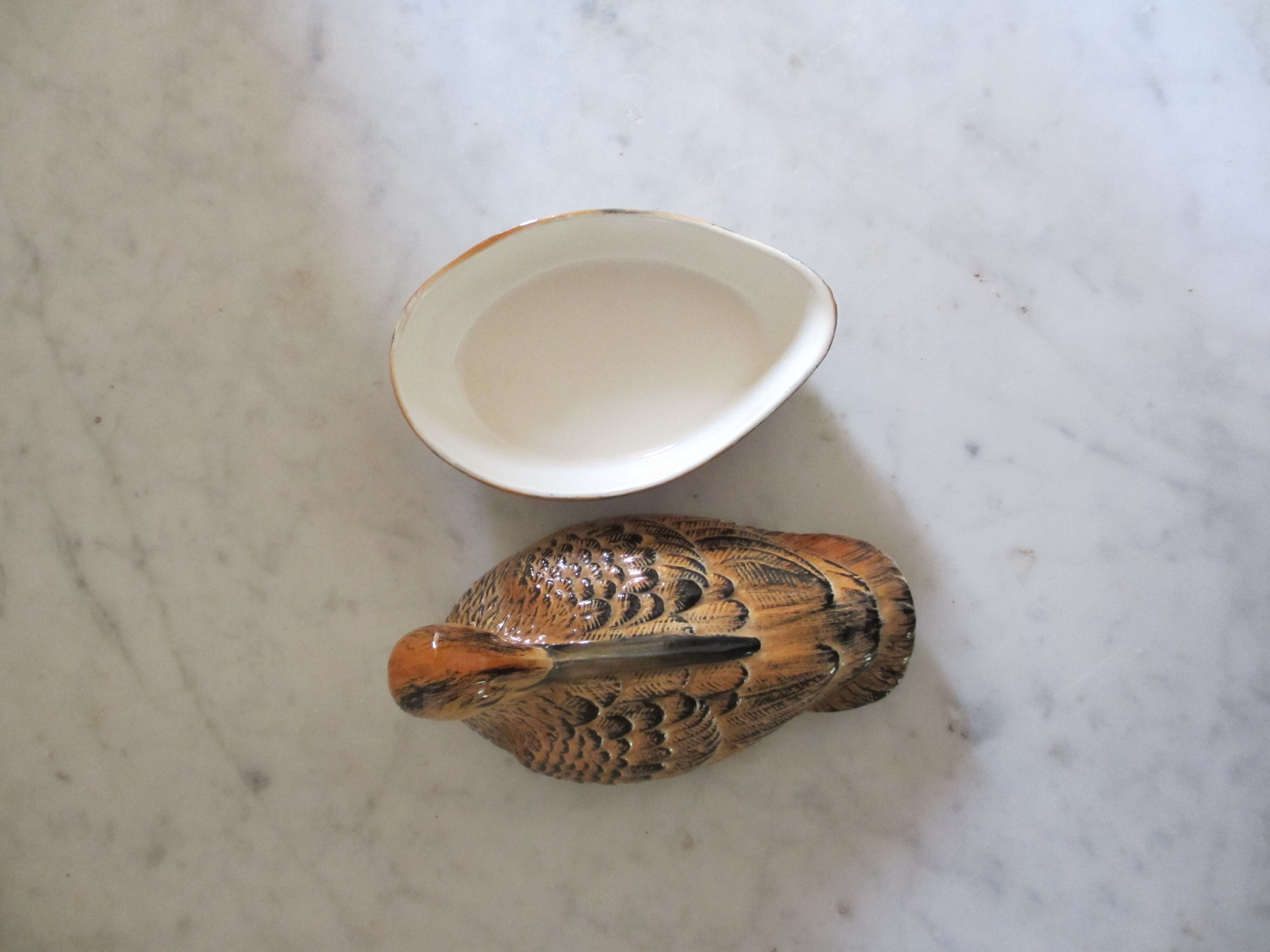 Zoomorphic enamelled earthenware terrine