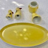 Salière poivrier moutardier Set service à condiments ,porcelaine Pfeffer Gotha - pingouins