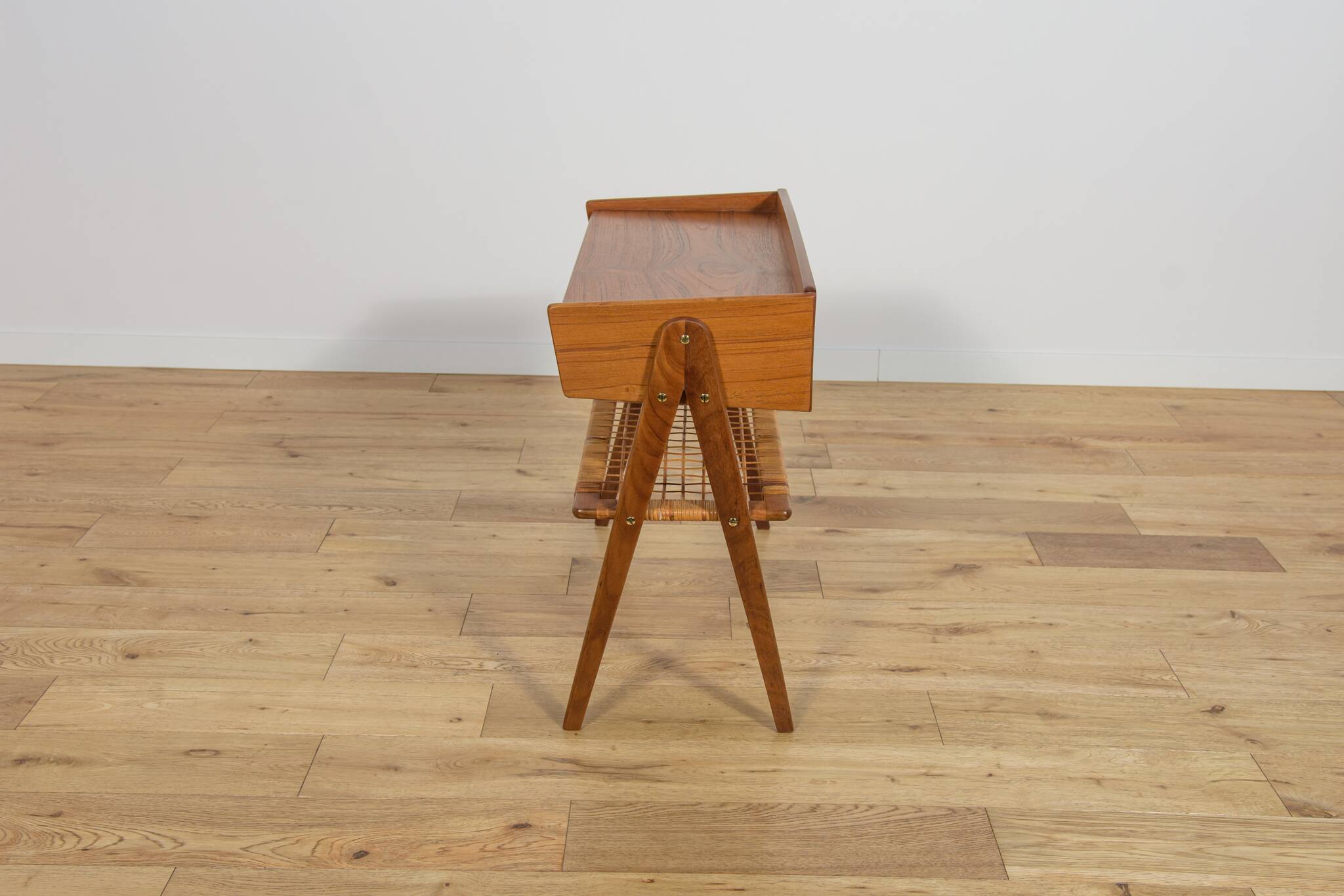 Mid-Century Teak and Rattan Console Table by Søren Rasmussen, Denmark, 1960