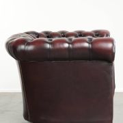 English cowhide Chesterfield club armchair in a beautiful red colour