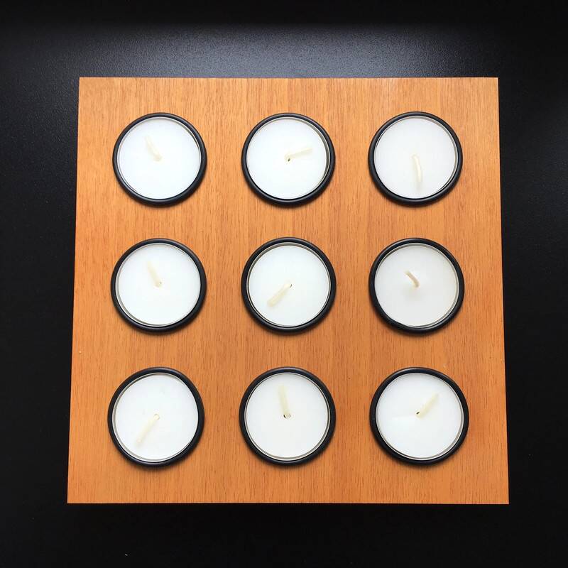 Vintage Danish 9 Candle Wooden Candle Holder