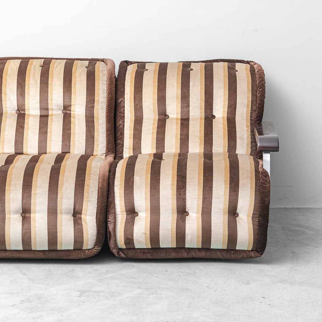 Canapé modulaire vintage Malga avec 3 modules en tissu rayé – années 1970