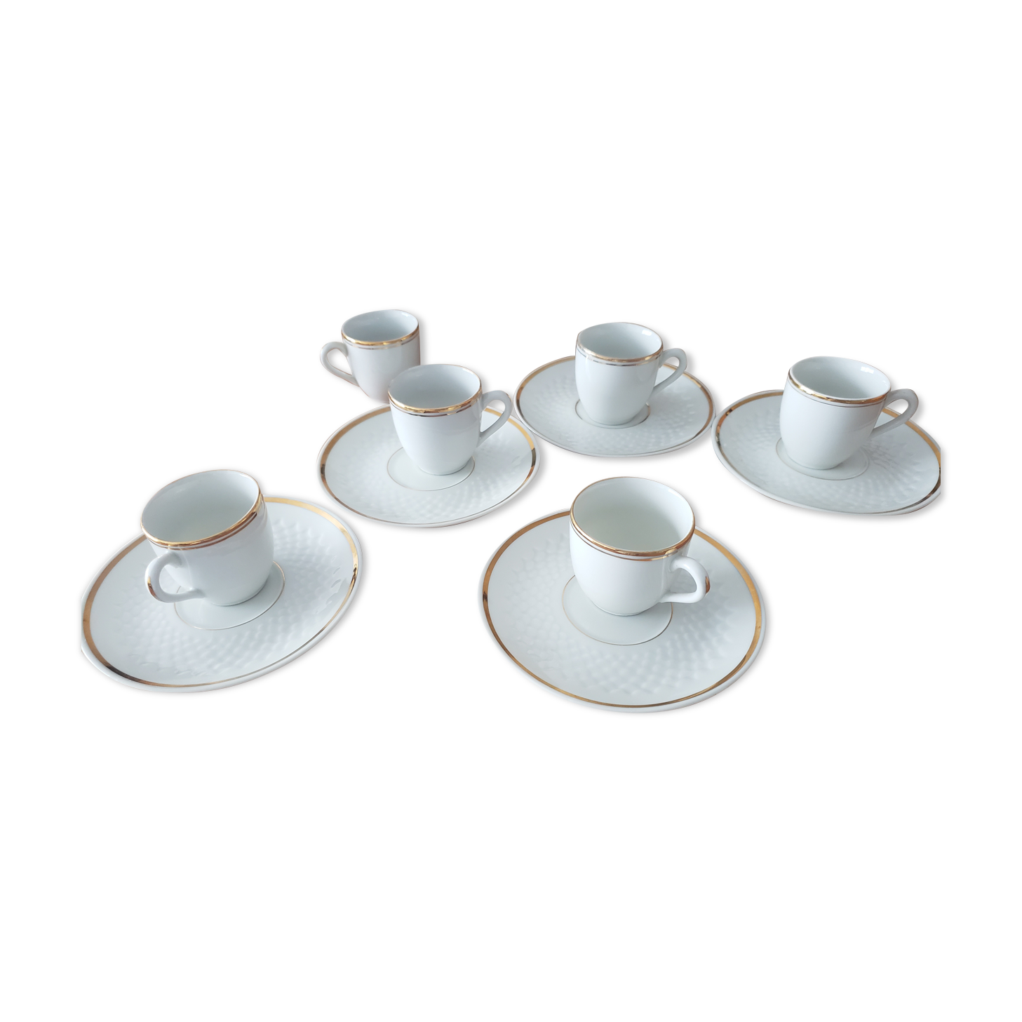 6 CNP mocha cups gilded with fine 24 carat gold