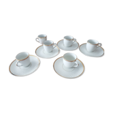6 CNP mocha cups gilded with fine 24 carat gold