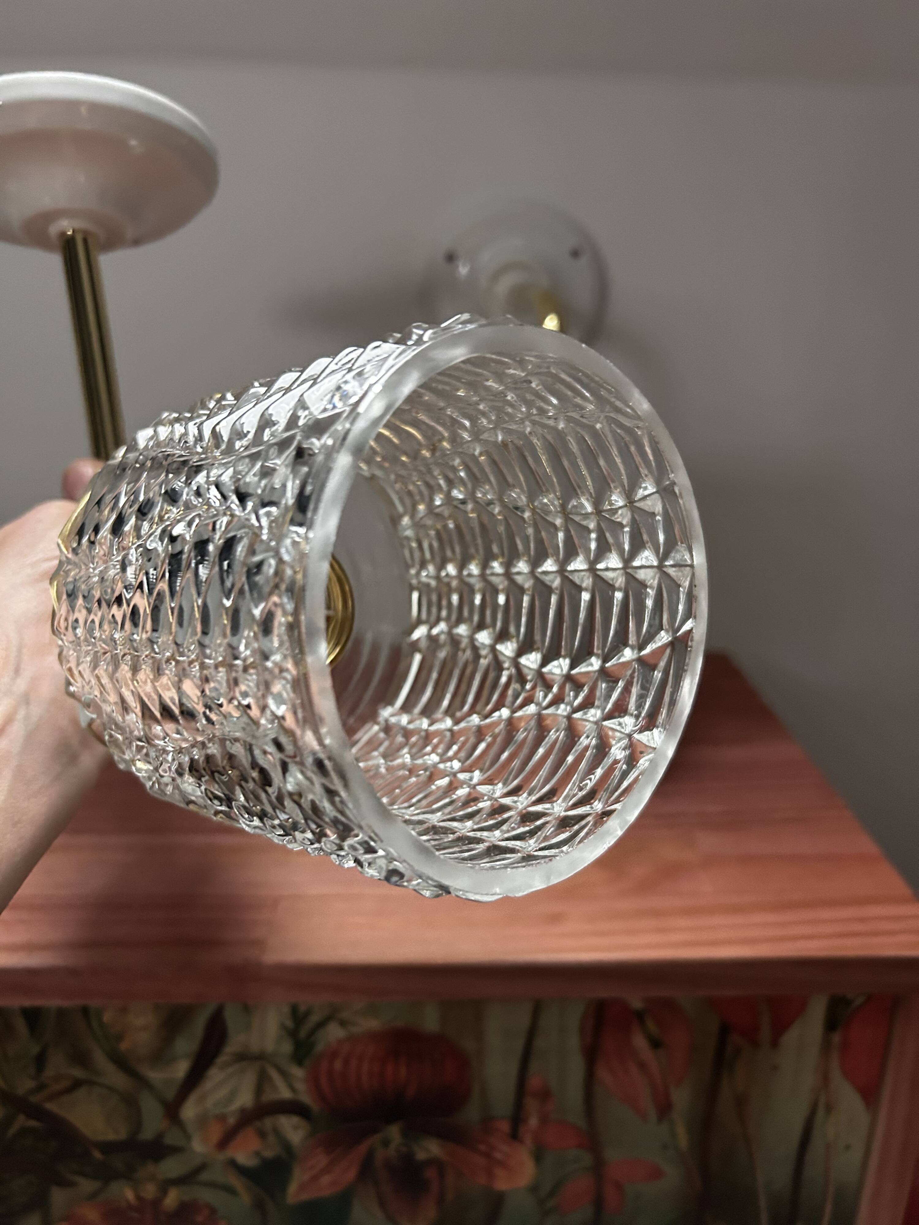 Pair of seventies glass globe wall lights