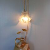 Frilly molded glass tulip walking lamp