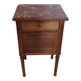 Table de chevet noyer dessus marbre