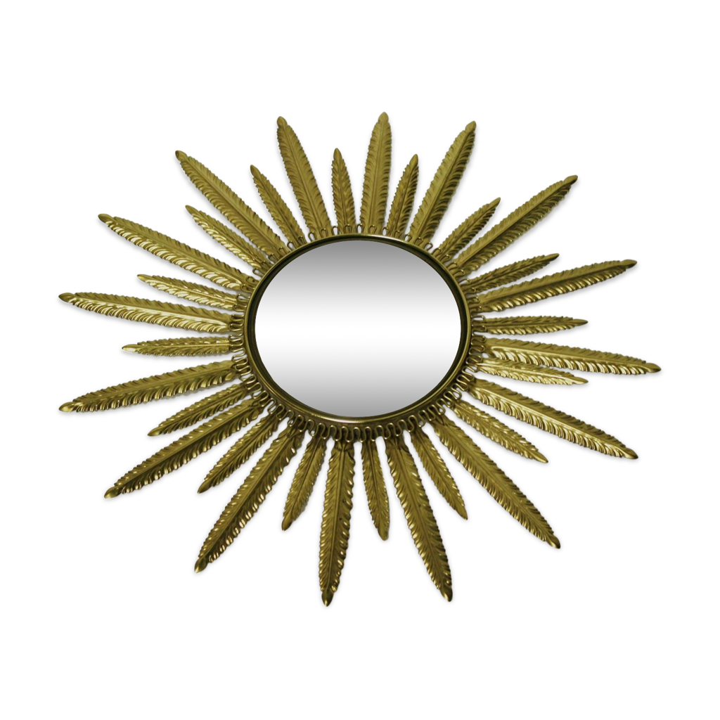 Porte-lettres Vintage En Laiton Des Années 60/70 - Soleil Décoratif - Bon état