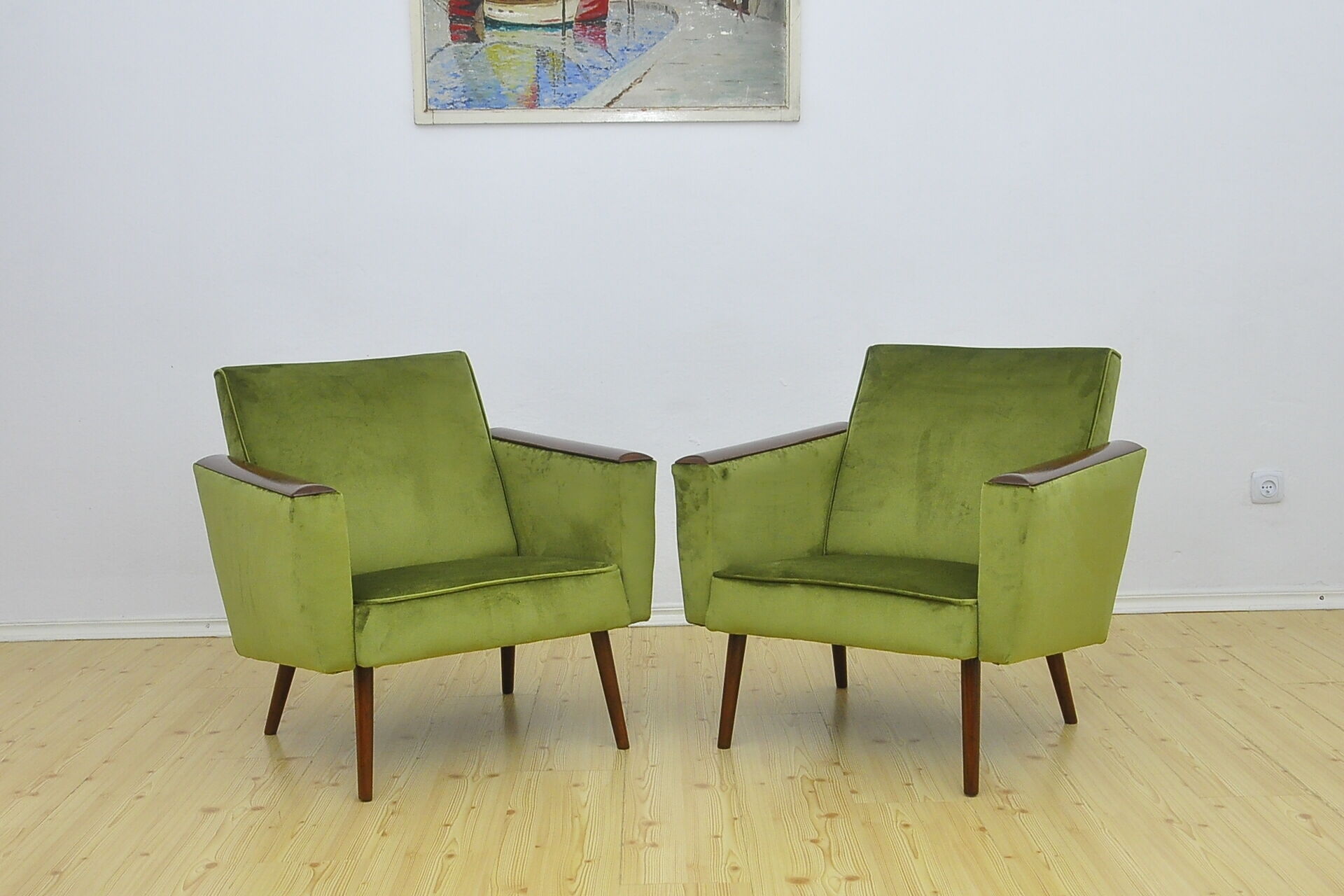 Mid-century velor armchairs, 1960s