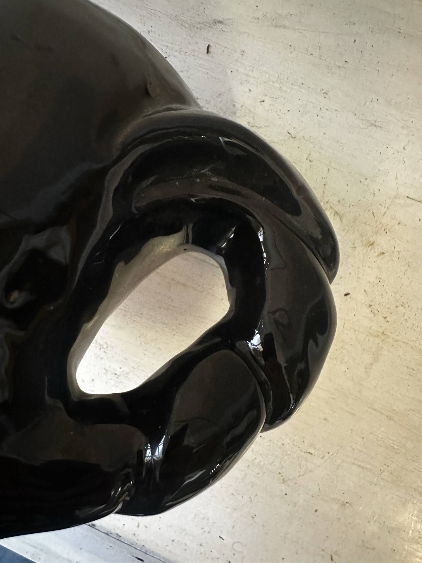 Sculptural pitcher Vallauris in glazed ceramic green and brown, France