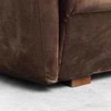 Divano modulare 2 posti en velluto marrone anni' 70 vintage modernariato