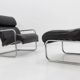 Set of chrome tubular leather design lounge chair and footstool - 1950s