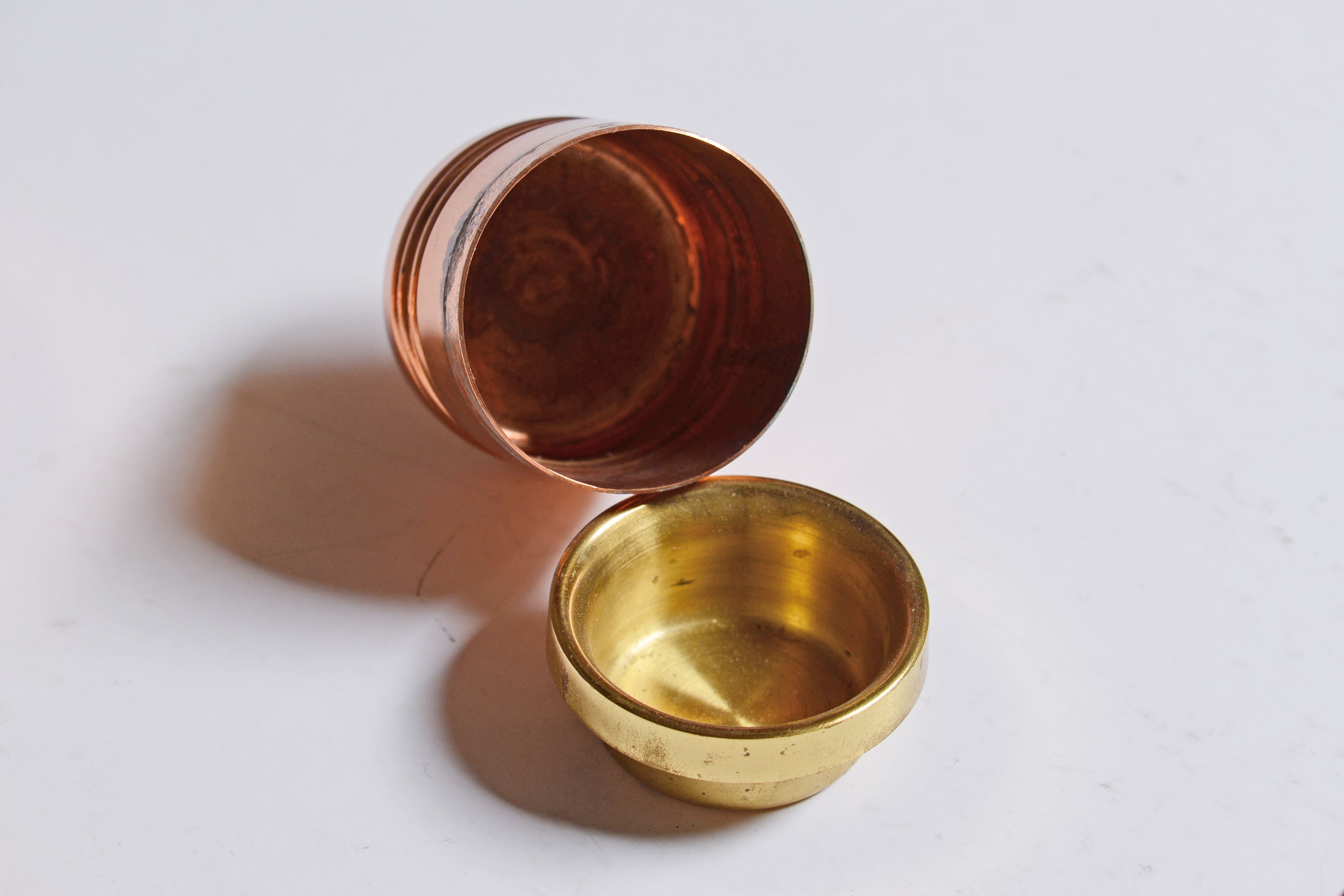Set of 6 Swedish candle holders in copper and brass, circa 1970