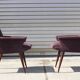 Paire de fauteuils vintage pied compas velours violet 1950s