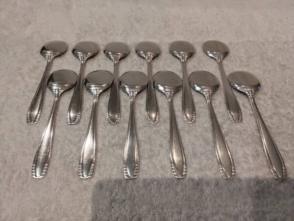 12 cuillères à glace en métal argenté orfèvre Ercuis style Art déco