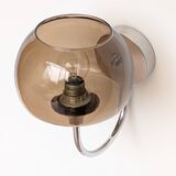 Pair of chrome and glass wall lights