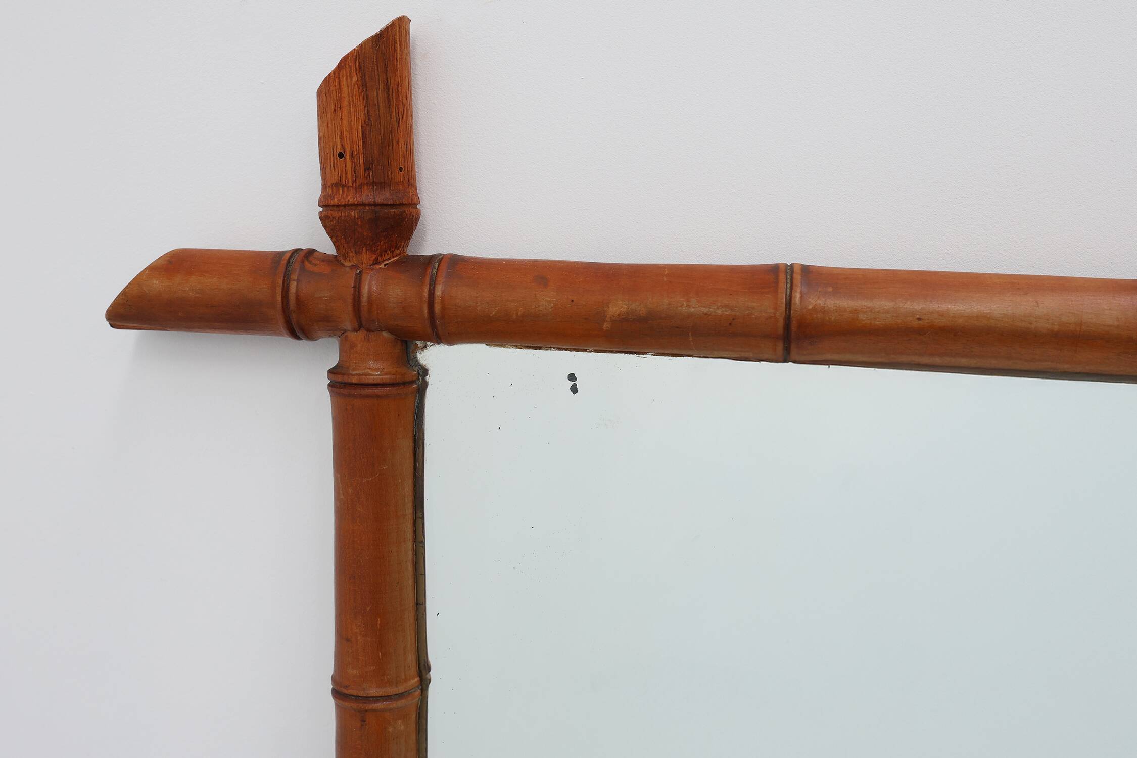 20th century rectangular faux bamboo wall mirror, France ca. 1960