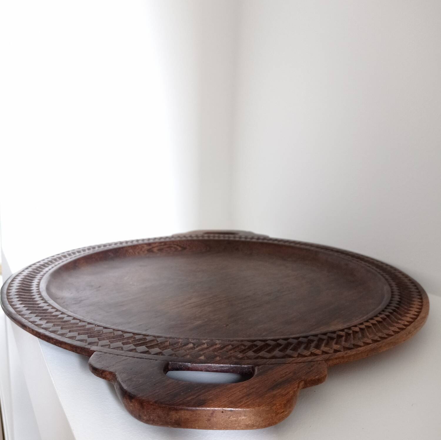 Carved wooden tray