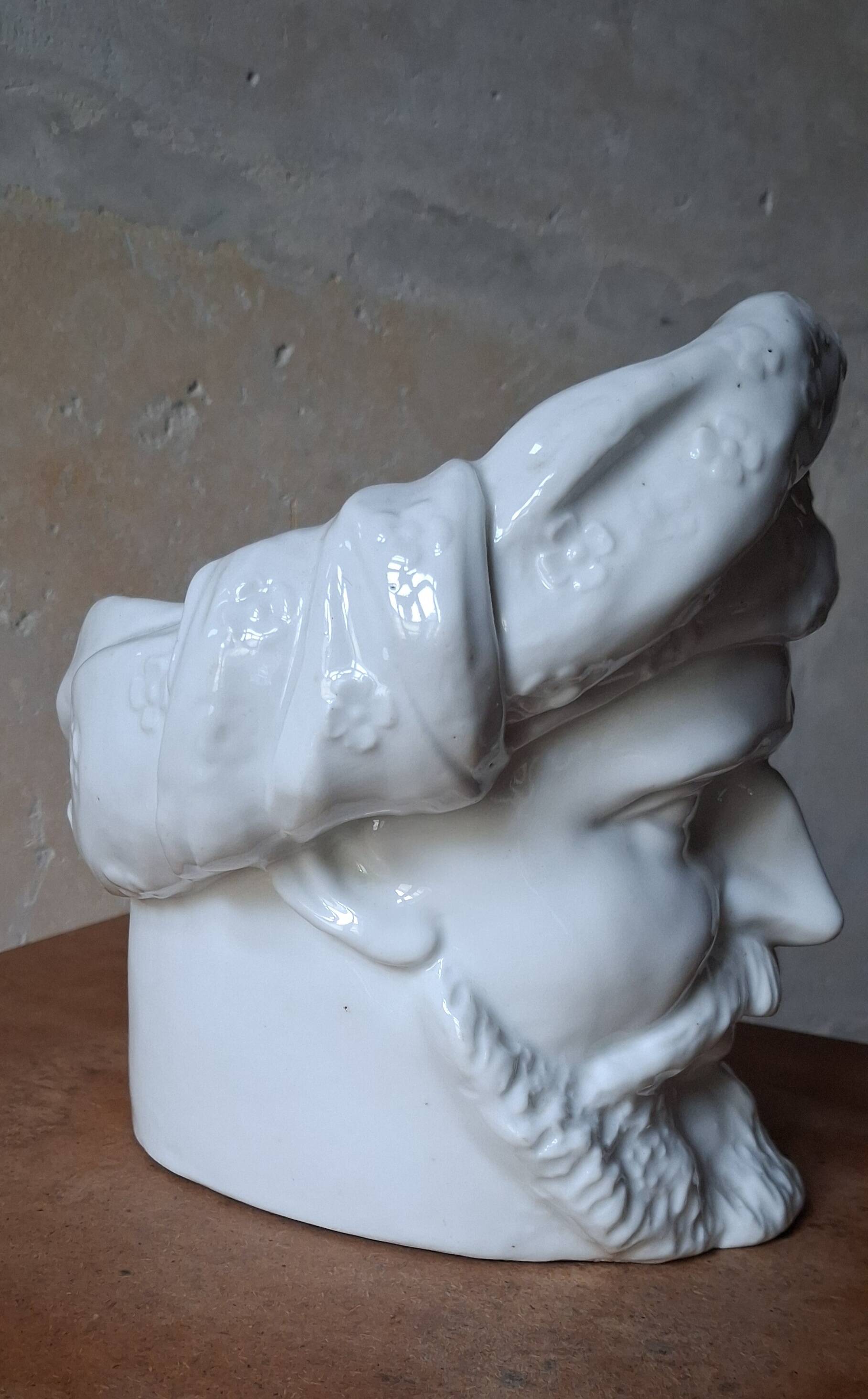 Cache-pot Tête de Maure en faïence italienne