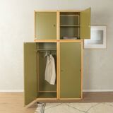 Système d'armoires Flötotto quatre pièces, années 1970, vert, hêtre, HPL