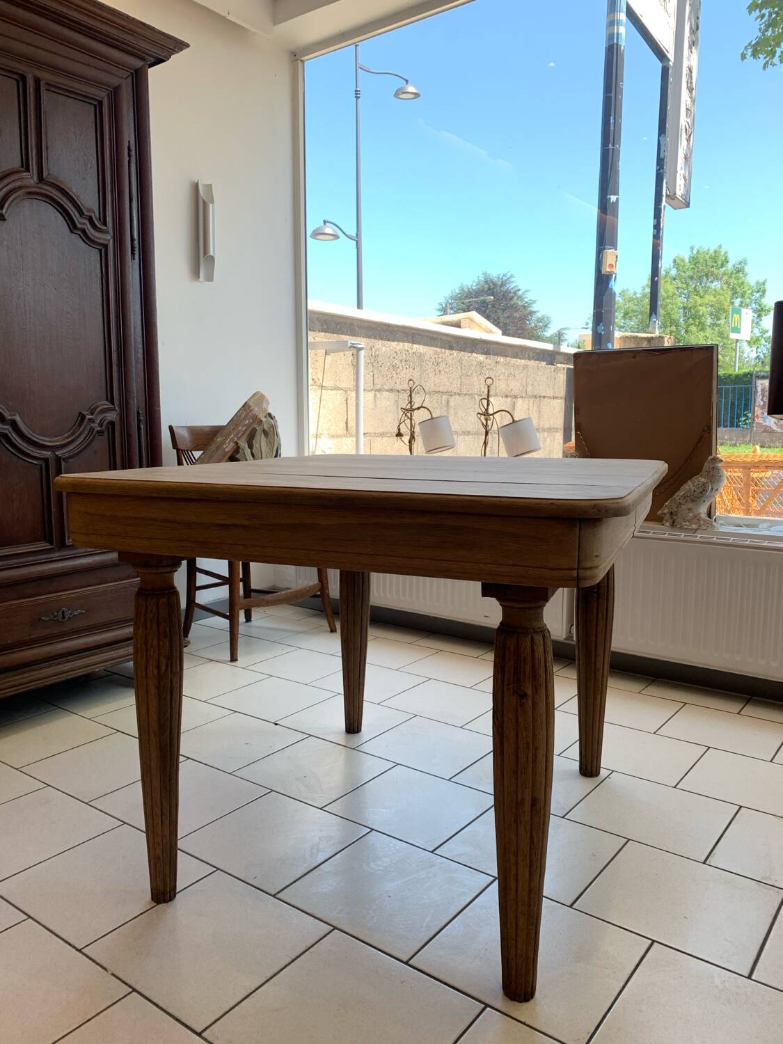 Art Deco Raw Solid Oak Table