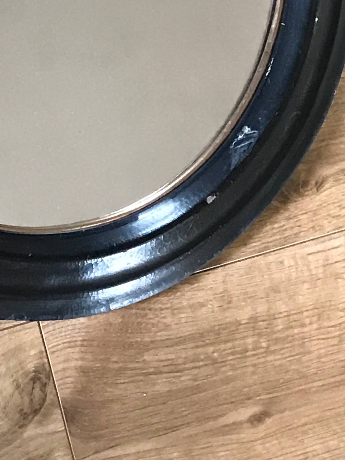 Antique blackened wood mirror
