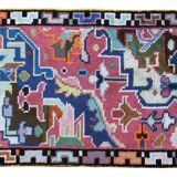 1960s Wool Rug with Vibrant Geometric Abstract Pattern