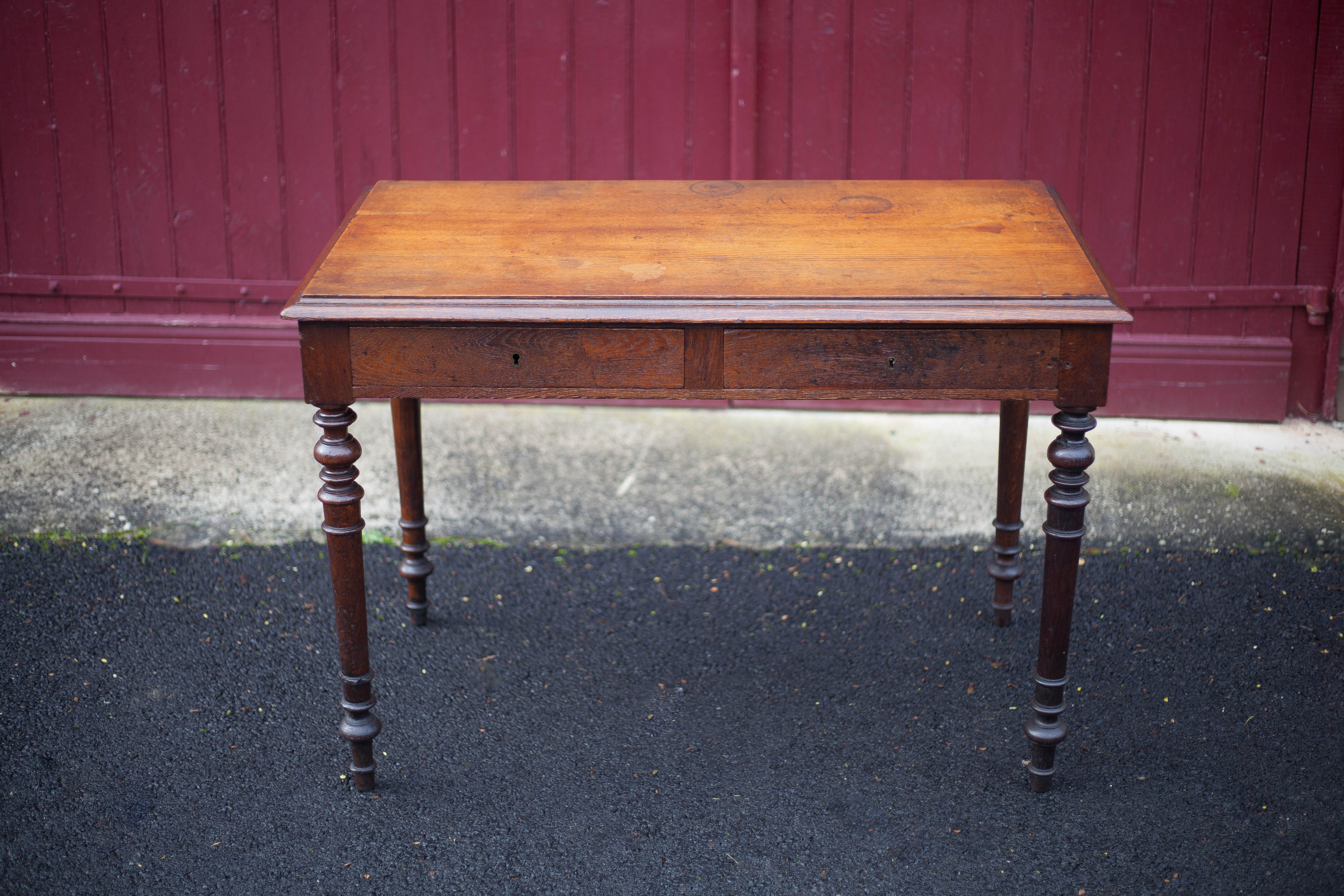 Table or desk Louis Philippe with two drawers