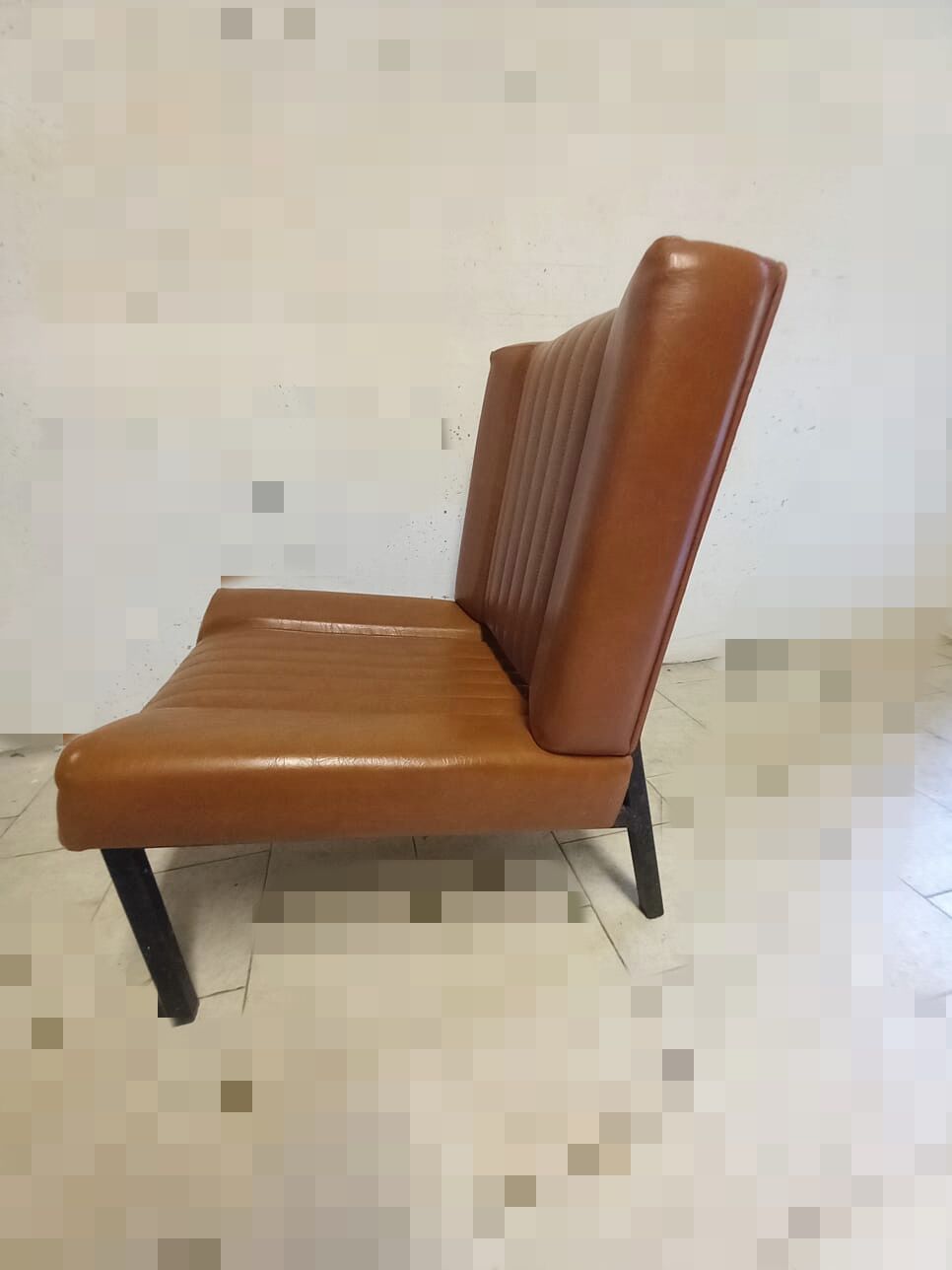 Pair of lounge armchairs, 70s leather