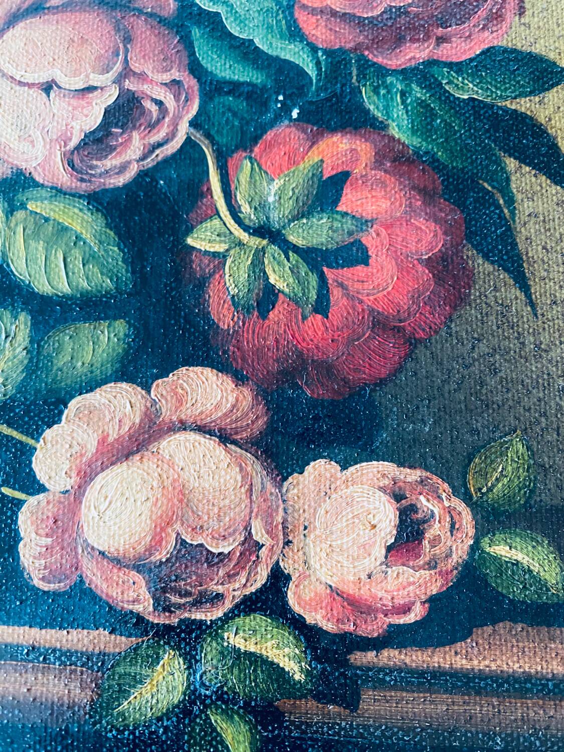 Oil on canvas bouquet of flowers signed Anceschi