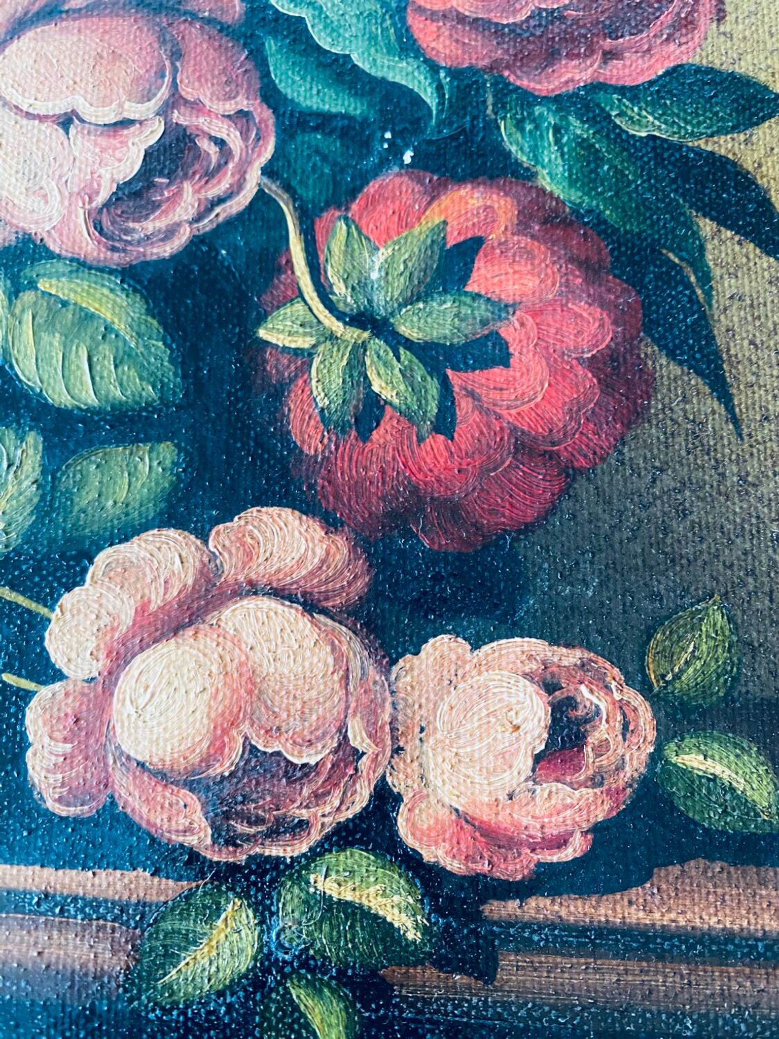 Oil on canvas bouquet of flowers signed Anceschi