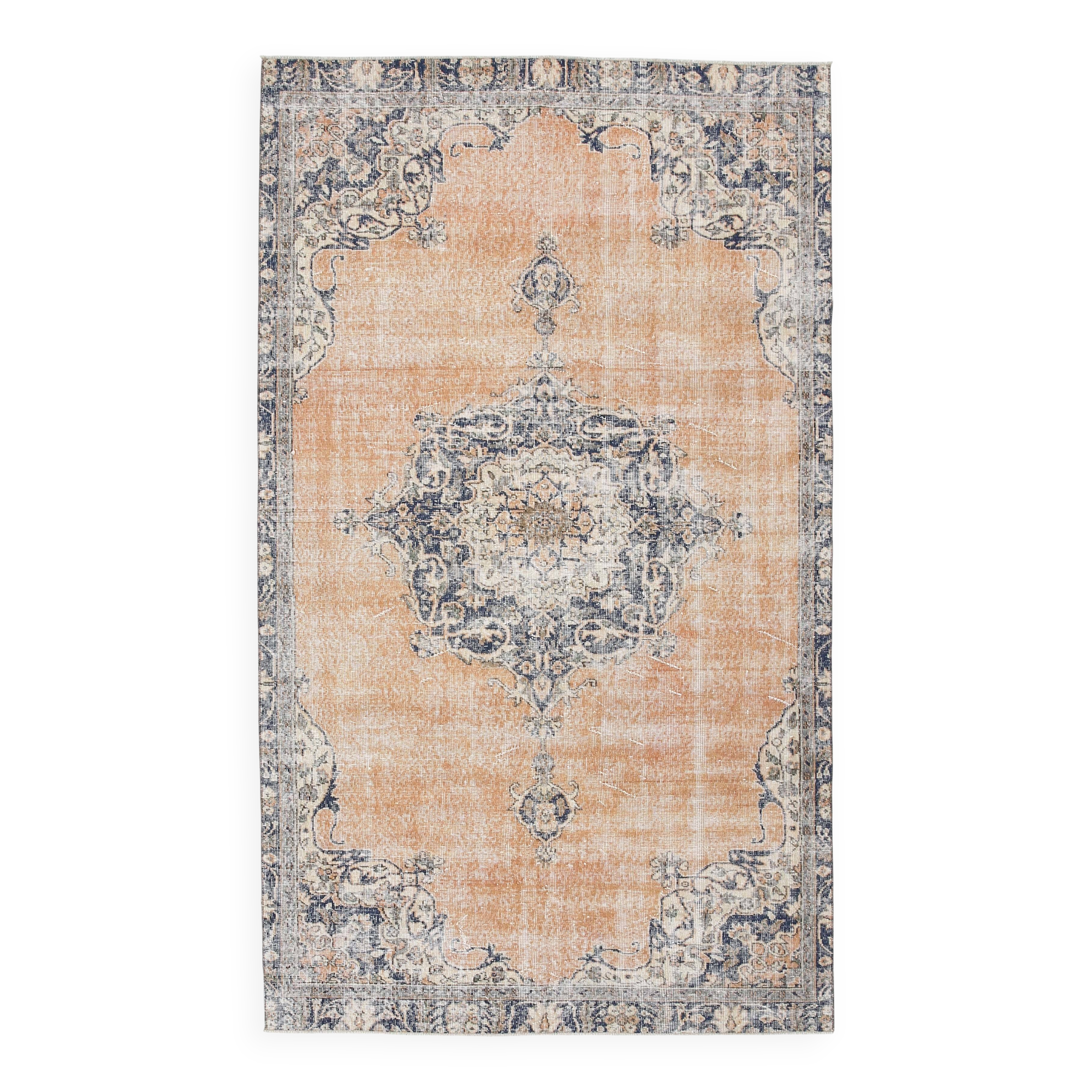 5x9 Navy Blue & Peach Oriental Persian Rug, 168x284Cm