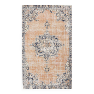 5x9 Navy Blue & Peach Oriental Persian Rug, 168x284Cm