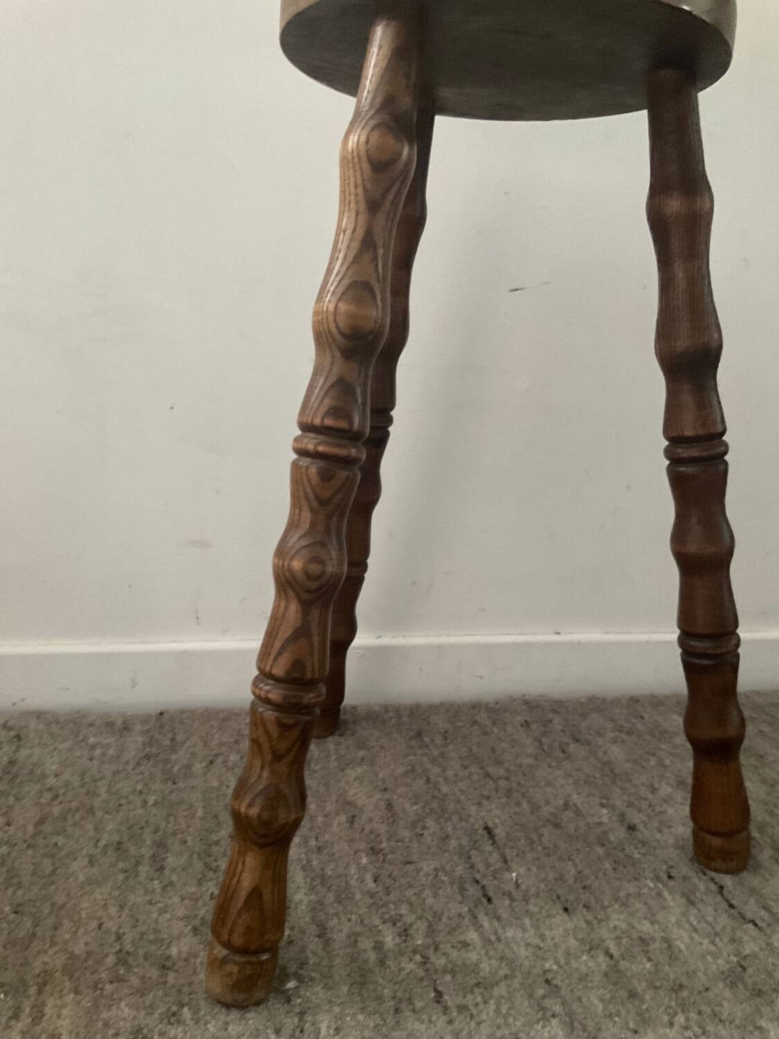 Vintage turned wooden traipod stool