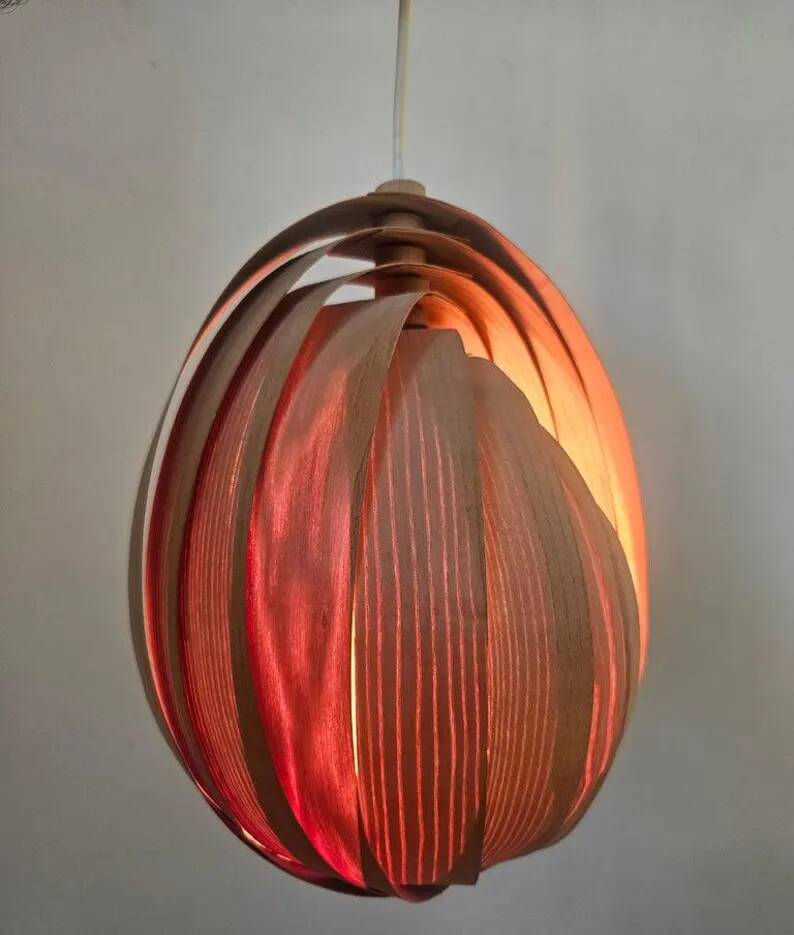 Rare Midcentury Wooden Pendant in style of Hans-Agne Jakobsson, Sweden, 1960s