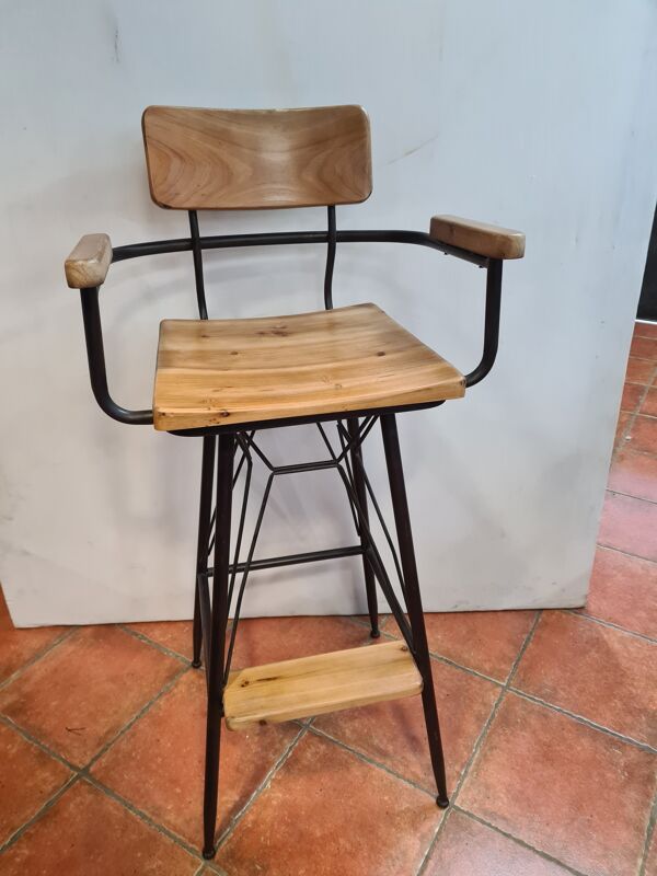 Tabouret de bar en fer et bois