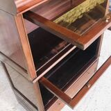 Vintage mahogany avocado bookcase with overhead glass doors circa 40's/50's