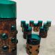 Vintage copper base bubble glass vase & glasses Nanny Still Raak