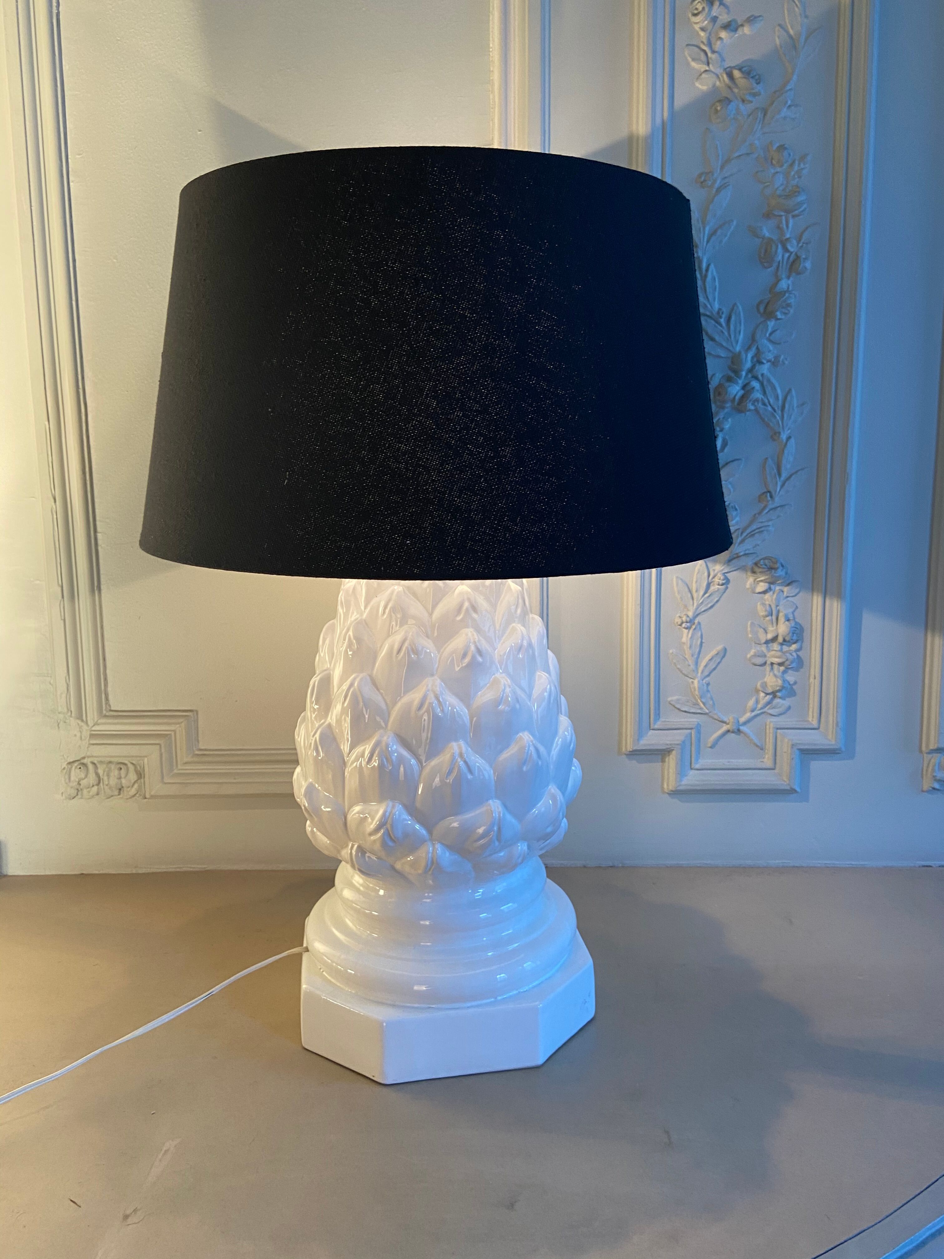 Imposing ceramic table lamp artichoke shape, Italy, 1960s
