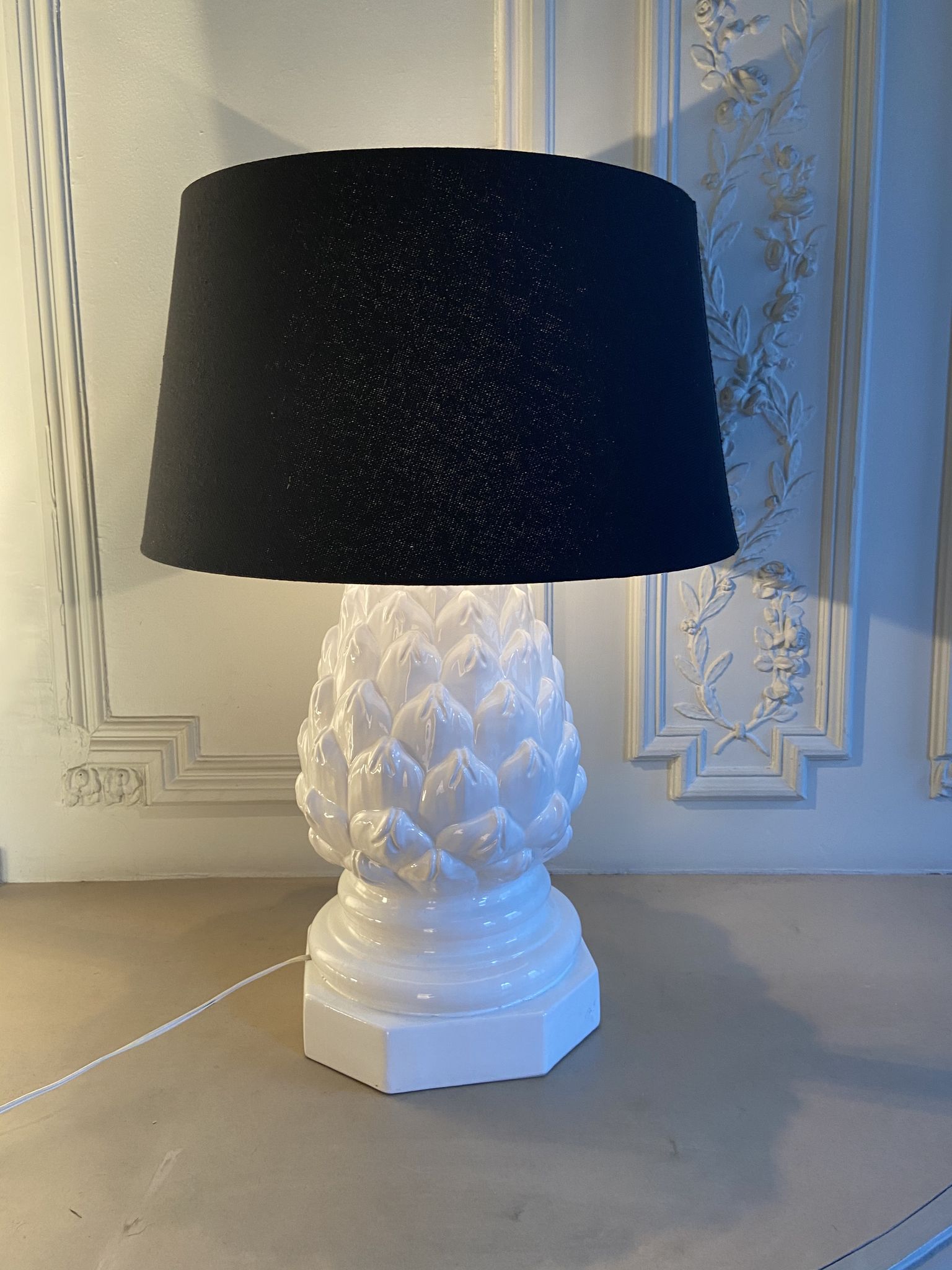 Imposing ceramic table lamp artichoke shape, Italy, 1960s