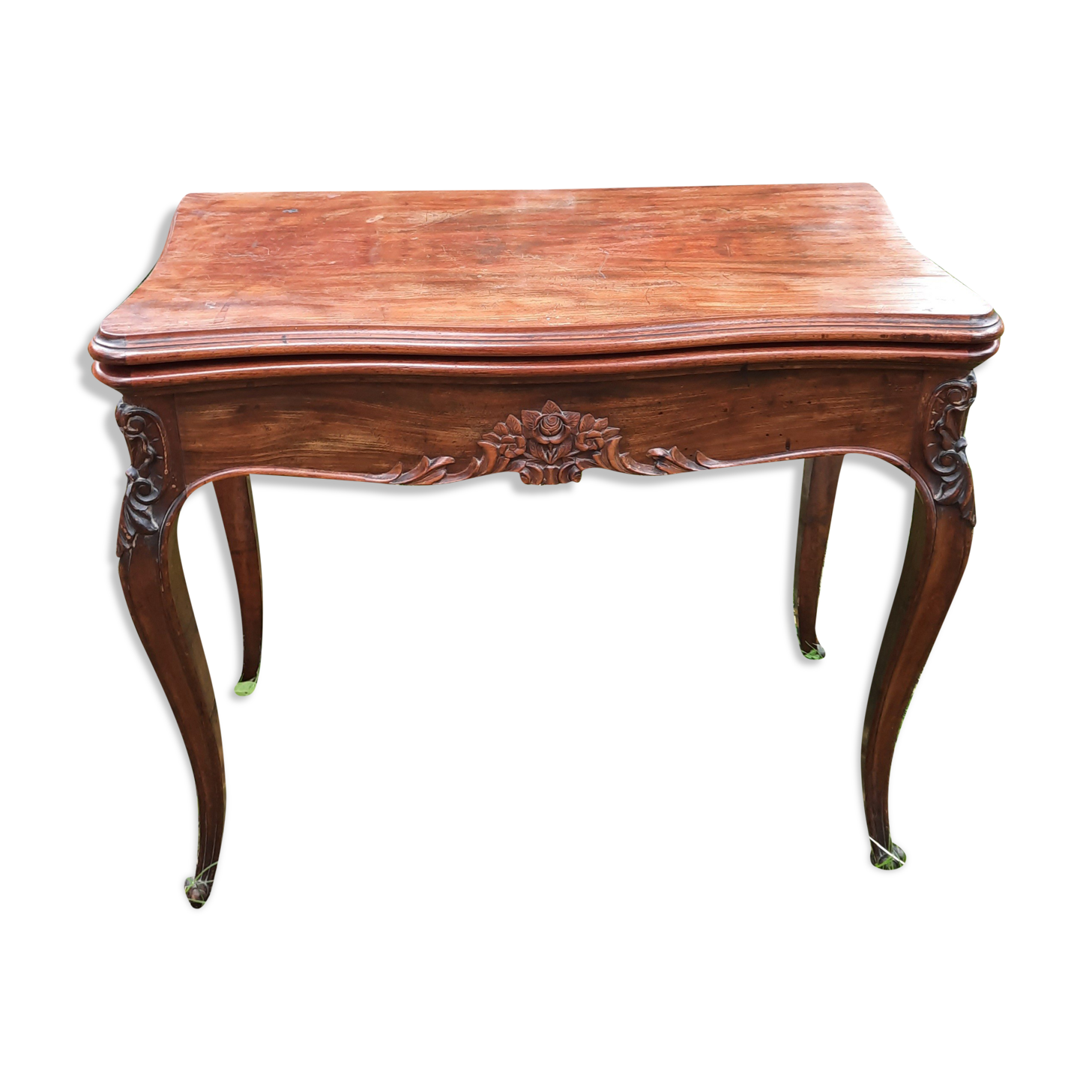 Table à jeu style Louis XV en acajou