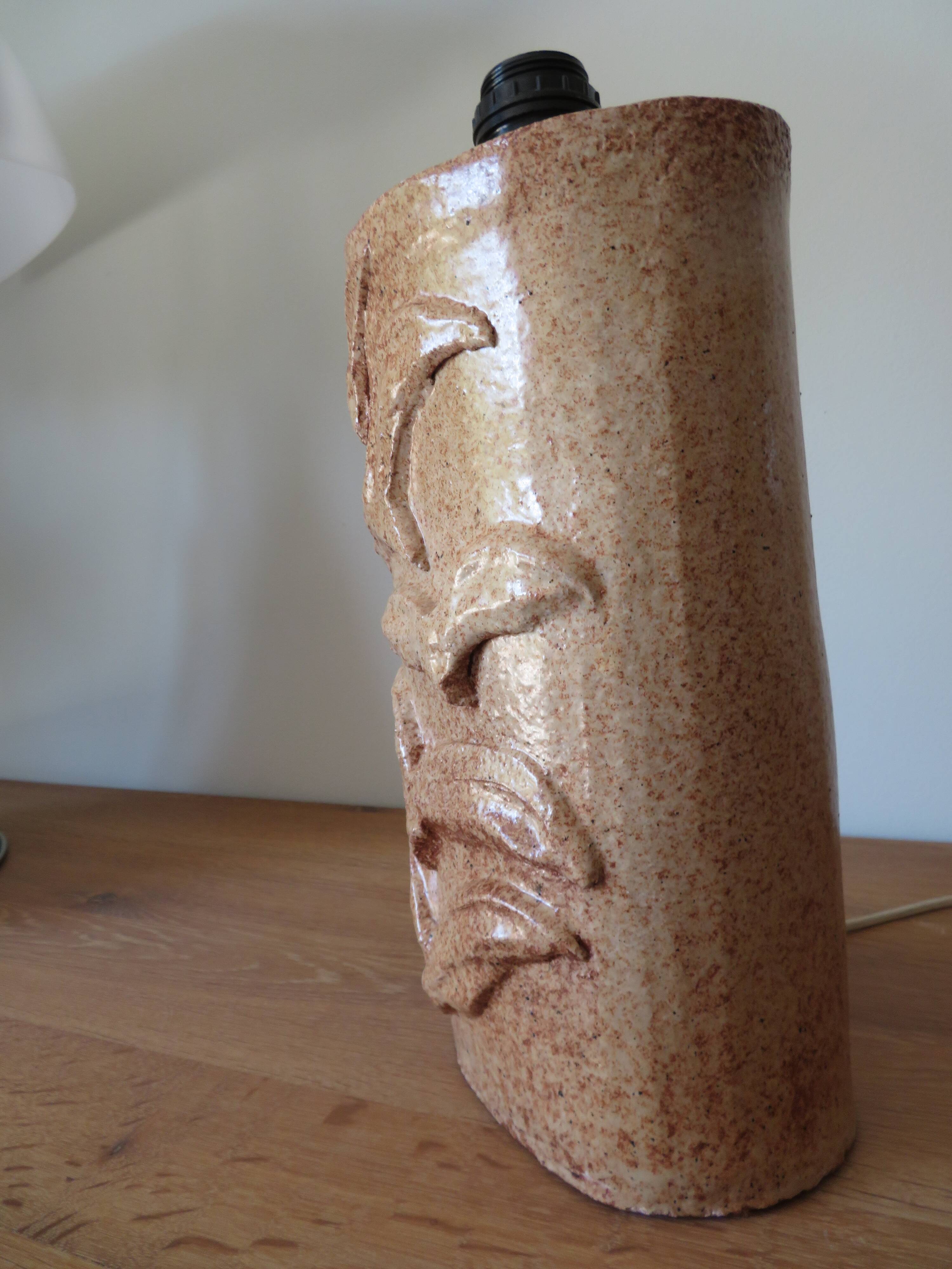 Large vintage glazed terracotta lamp base