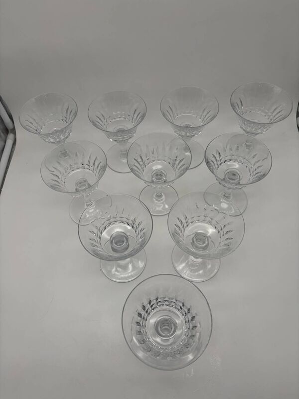 10 coupes à champagne en cristal, Baccarat, model Picadilly, France